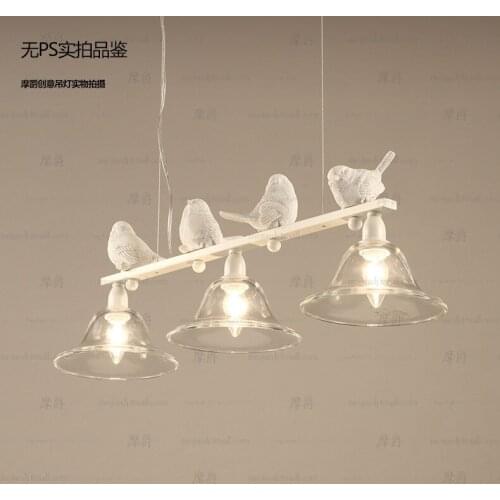 Nordic modern LED iron bird Pendant light lamp Simplebar glass lampshade dining room bedroom hanging lighting