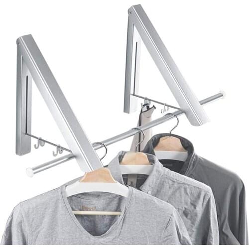 Folding Clothes Hanger Portable Hotel Wall-mounted Bathroom Drying Rack Household Retractable Invisible Clothes Rail Drying Rack