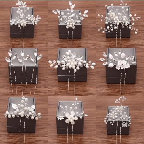Wedding Hairpins Bridal Hair Accessories Pearl Rhinestone Flower Bride Hair Pins Bridesmaid Hairdressing Women Hair Jewelry Clip