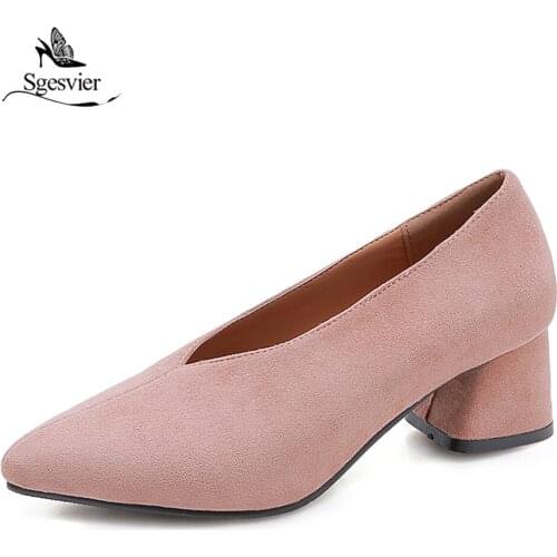 SGESVIER Large Sizes 30-48 customized fashion Thick Heel womens Shoes Woman Pumps slip on date OL Shoes Woman 2019 Spring G186