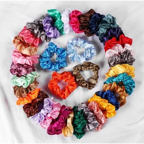 30pcs/pack 4 Inch Women Silk Scrunchie Elastic Handmade Multicolor Hair Band Ponytail Holder Headband Hair Accessories