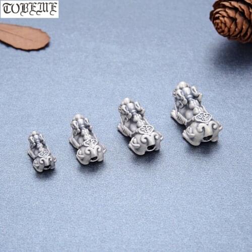 3D 100% 999 Silver Ruyi Pixiu Bead Real Pure Silver Lucky Fengshui Pixiu Charm Piyao Beads Good Luck for Wealth