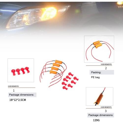4pcs 50W 6ohm Load Resistor LED Turn Signal Light Blink Error Decorder LED Bulbs Light Error Free Code Solution