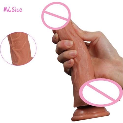 7.87*1.57in Thick Glans Dildo Realistic Stiff Cock Skin Feeling Silicone Penis Huge Big Dick Erotic Lesbian Adult Sex Product