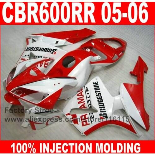 7gifts Injection Molding parts for HONDA 2005 2006 CBR 600RR 05 06 CBR600RR fairings red white PRAMAC fairing body kits