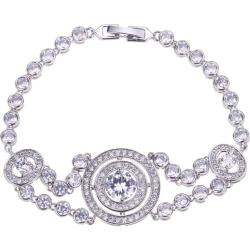 Bettyue Brand Gorgeous Fashion Elegance Charm Round White Gold Bracelet for Women Florid AAA Zircon Crystal Jewelry Wedding Gift