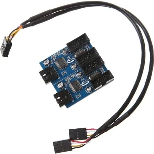 PC Case Internal 9-Pin USB 2.0 Male 1 To 4 Female Splitter PCB Chipset Extender