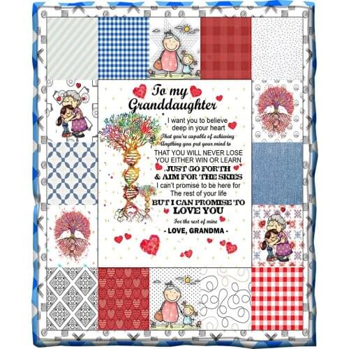 To My Granddaughter 3d printed fleece blanket for Beds Hiking Picnic Thick Quilt Fashionable Bedspread Sherpa Throw Blanket