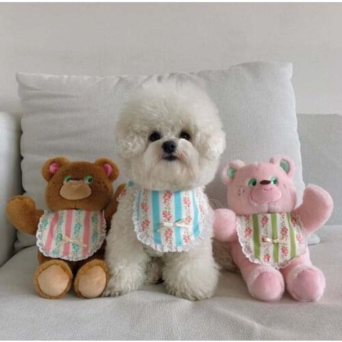 INS British style elegant rose sky blue pink green dog bib pet saliva towel cat dog bib