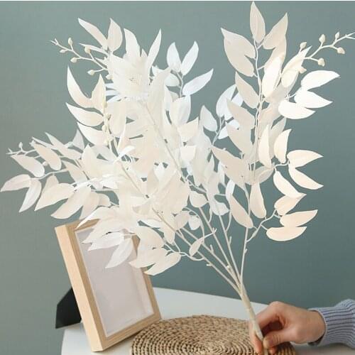 Artificial Willow Vine Bouquet Artificial White Flower Leaves Willow Vine Faux Foliage Fake Plants Jungle Wedding Party Decor