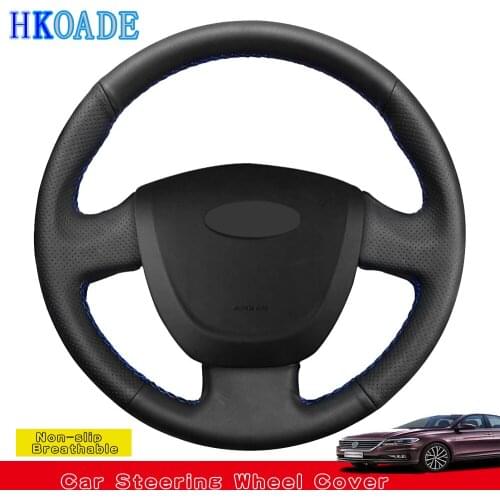 DIY Black PU Artificial Leather Hand-stitched Car Steering Wheel Cover For Lada Granta 2011-2018