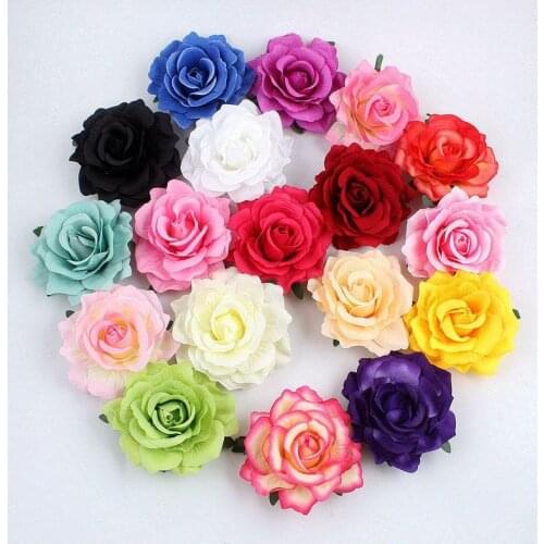 5pcs 11cm Artificial Flower Silk Rose Flower Head Wedding Party Home Decoration Corsage Shoes Hat Accessories Craft Fake Flower