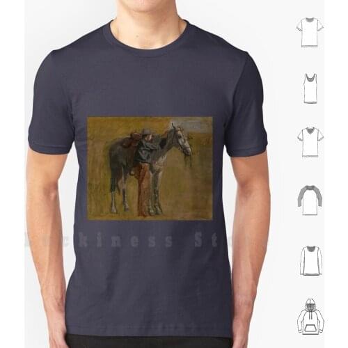 Cowboy-Study For Cowboys In The Badlands By Thomas Eakins T Shirt Print 100% Cotton New Cool Tee Thomas Eakins Cowboy