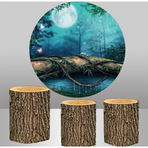 Round circle background baby shower backdrop magic Fantasy Forest moon birthday party decor elastic 3 cylinder covers YY-300
