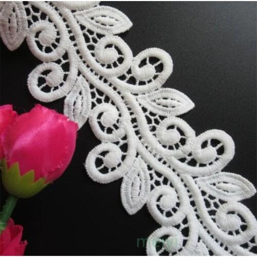 5 yard White Micro Fiber Flower Embroidered Fabric Lace Trim Ribbon Handmade DIY Sewing Supplies Craft For Costume Decoration