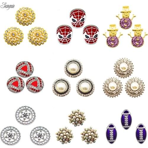 Mix 1pcs/lot alloy cartoon snap button rhinestone gem fit 18mm snap button bracelet necklace fashion jewelry
