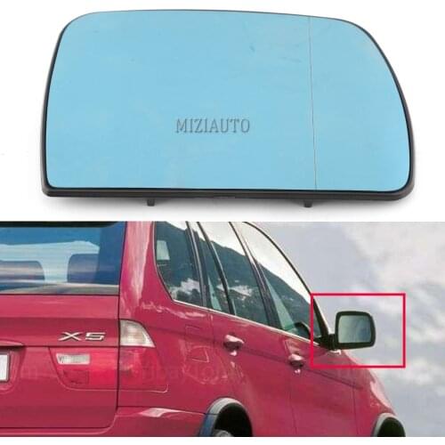 MIZIAUTO Wing Mirror Glass Heated Blue For BMW X5 E53 99-06 3.0i 4.4i Left Right Side Car-styling Rearview Heating Mirror