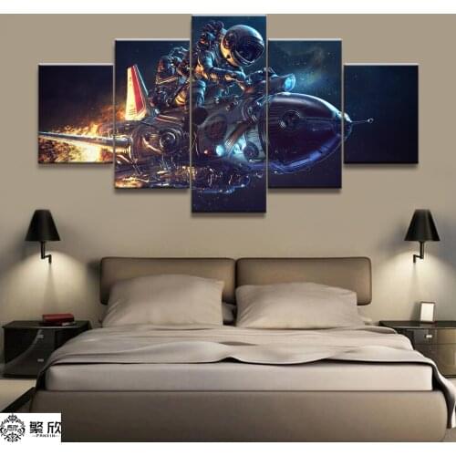 Home Decor Modular Canvas Picture 5 Piece Astronaut Space Travel Art Painting Poster Wall For Home Canvas Painting Wholesale