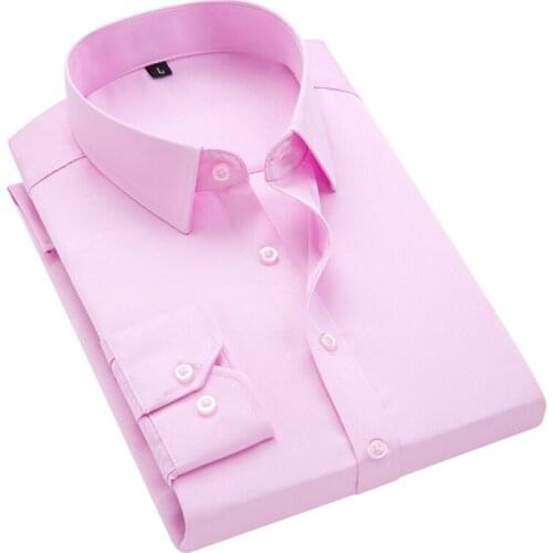 Mens Four Seasons Shirt Business Casual Long Sleeved Shirt 2021 Korean Slim Fit Shirt White Black Pink Dress Shirts For Plus