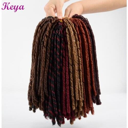 Soft Crochet Braid 14 Inch New Faux Locs Crochet Hair 30 Roots/Pack Burgundy Synthetic Braiding Hair Extensions For Black Women