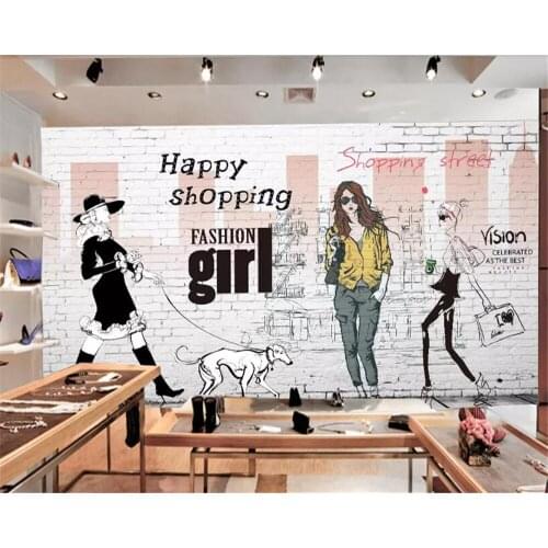 Beibehang wallpaper for walls 3 d Personality brick wall hand-painted beauty clothing store mural wallpaper background wall