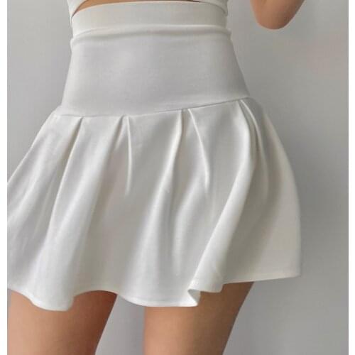 TVVOVVIN Korean High Street Solid Color Elastic Waist Pleated Skirt Women Summer All-match Hot Girl Sexy Mini Skirts 9DF9