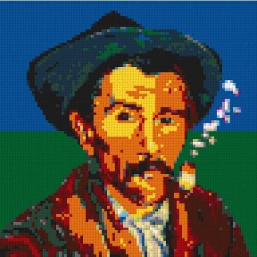 Pixel Art DIY Set Creative Gift Mosaic Painting Post-Impressionism Van Gogh Self-portrait 9 32*32 Studs Plates Building Blocks