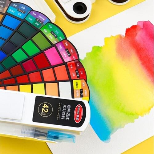 Portable18/24/36/42 Colors Solid Watercolor Paint Set Watercolor Pigment With Water Pen For Beginner Student Paint Art Supplies