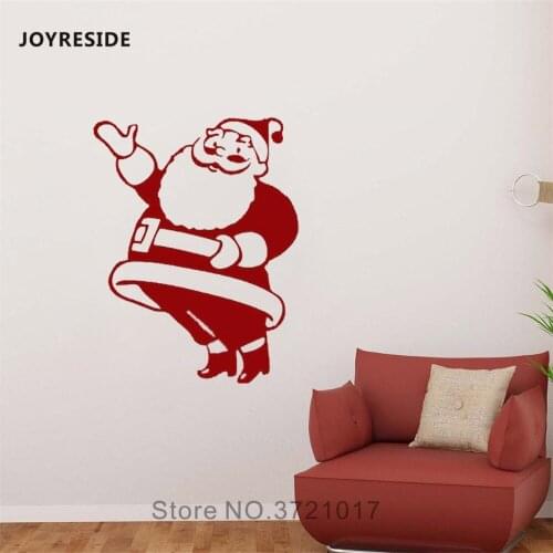 JOYRESIDE Festive Christmas Wall Sticker Santa Claus Decals Vinyl Bedroom Living room Decoration Window Design Art Mural A1404