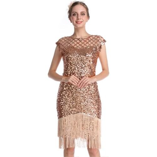 Perspective Prom Dresses Midi Cap Sleeve Round Neck Party Cocktail Sparkle Glitter Evening Stretchy Fringes Bodycon Dresses