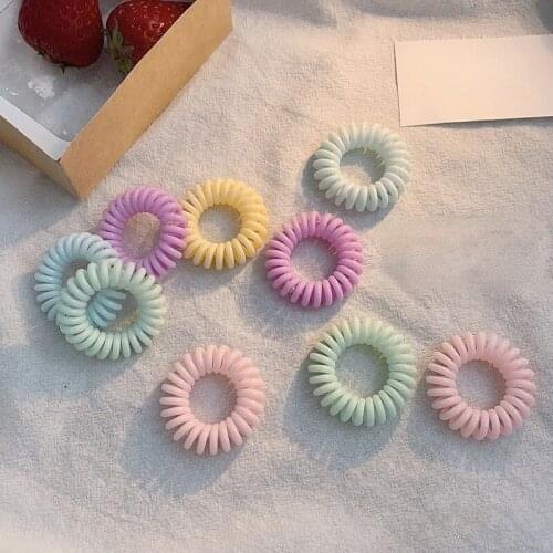 9pieces Candy Color Phone Wire Hairbands Elastic Hair Ties Girls Hair Accessories Ponytail Holder