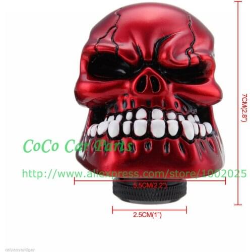 Car Manual Gear Shift Knob Lever Shifter Stick Red Skull Head Racing Gear Knob