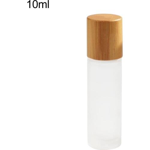 10/15ml Natural Frosted Roll-On Bottle Cosmetic Glass Essential Oil Container Perfume Bottle Bamboo Lid Makeup Accessories
