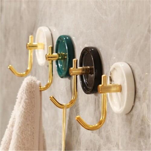 Light luxury non-perforated non-mark ceramic hook strong bearing kitchen bathroom door behind wall stick hook