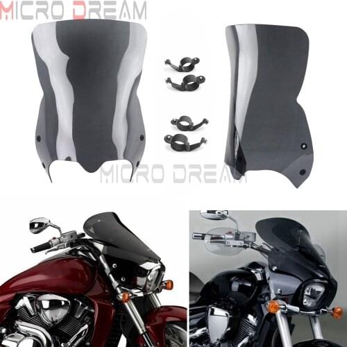 Smoke Motorcycle Bolt-on Windscreen For Suzuki M109R Boulevard M50 M90 M109R2 M109RZ 10" Wind Shield Deflector w/ Clamps Bracket