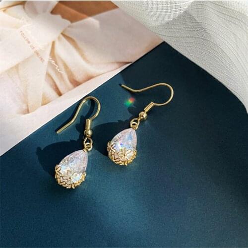 Vintage Super Flash Water Drop Zirconia Earrings Fashion Exquisite Short Earrings For Womens Gifts Hanging Earrings