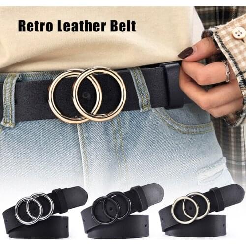 Women PU Leather Belt Fashion Classic Waist Belts with Double O-Ring Buckle NYZ Shop