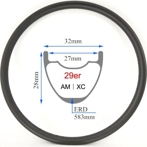 29er XC rim 32mm wide carbon hookless MTB rim 28mm deep with inner 27mm wide UD matte 24h 28h 32h trial bicycle rim 29inch rims