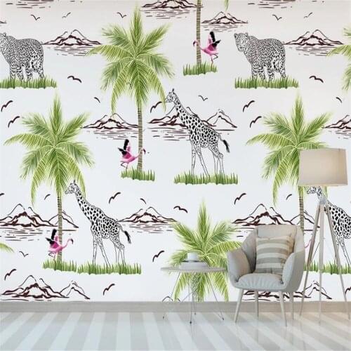 Milofi custom 3D wallpaper mural Nordic simple lines flamingo animal living room bedroom background wall decoration painting wal