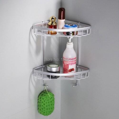 Space aluminum bathroom Shelves The bathroom double triangle basket Corner Basket Hardware Bathroom Accessories Corner Basket