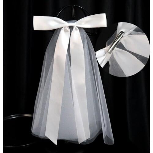 New Bridal Headdress Bow Veil Hair Clip Bridal Wedding Hair Accessories Wholesale Travel Photography Dress Accessories 40CM