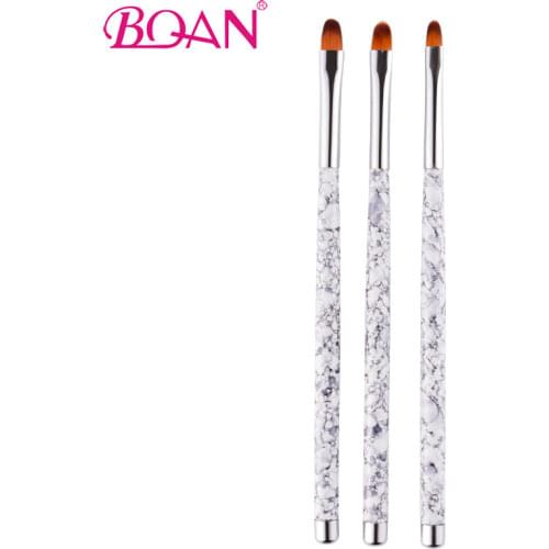 BQAN 3 Pcs Marbled Phototherapy Pen Nail Brush Round Tip UV Gel Crystal Carving Paint Pen Manicure Tools