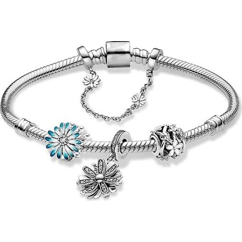 2020 Mothers Day New High-quality Fresh Daisy 925 Silver Bracelet ZT0578 Set Female Wife Anniversary Birthday Gift