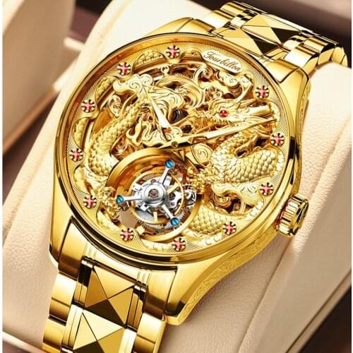 Luxury Authentic Tourbillon Diamond Mechanical Mens Watch Skeleton Luminous Sapphire Male Watch Business Stainless Steel Clock