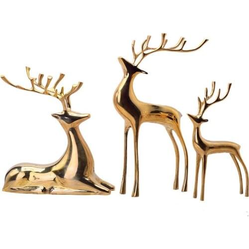 Pure Copper Deer Living Room American New Chinese European Model Room Restaurant Porch Wine Cabinet Creative Home Decorations