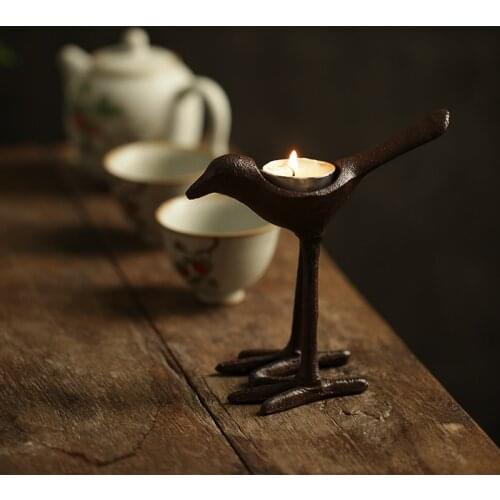 Retro cast iron bird candle holder decorative ornaments tea table furnishings home candle holder art tea art candle holder