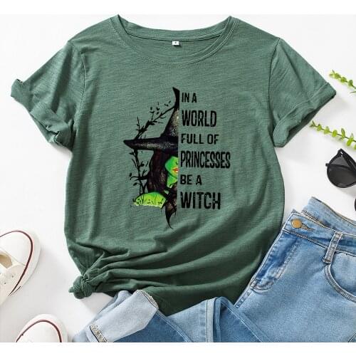 Colored Halloween Be A Witch T-Shirt 100% Cotton Graphic Casual Funny Women Fashion Halloween Oversized Tshirt Top Tee