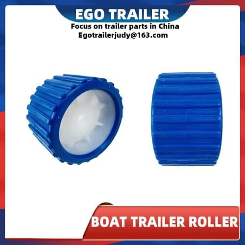 EgoTrailer 1PC BOAT TRAILER WOBBLE ROLLERS. 5" BLUE RIBBED 18mm Bore. Soft Wobble Roller