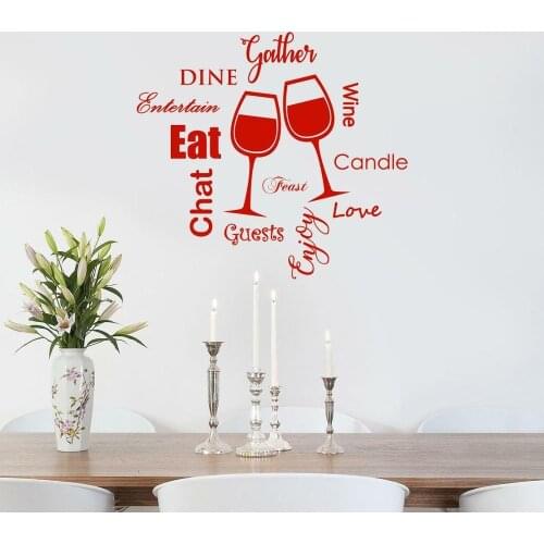 Full Of Wine Glasses Kitchen Eat Dine Love Wine Wall Decals And Graphics Lettering Art Home Quotes Design GA073