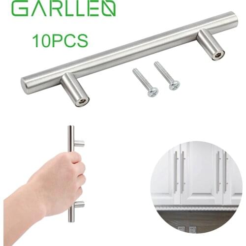 GARLLEN 10pcs 150mm Stainless Steel Pull Handle T Bar For Decorating Kitchen Cabinet Cupboard Door Drawer Bathroom Cabinet
